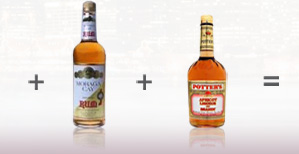 Bottle of Moraga Cay Rum and Potter's Apricot Brandy